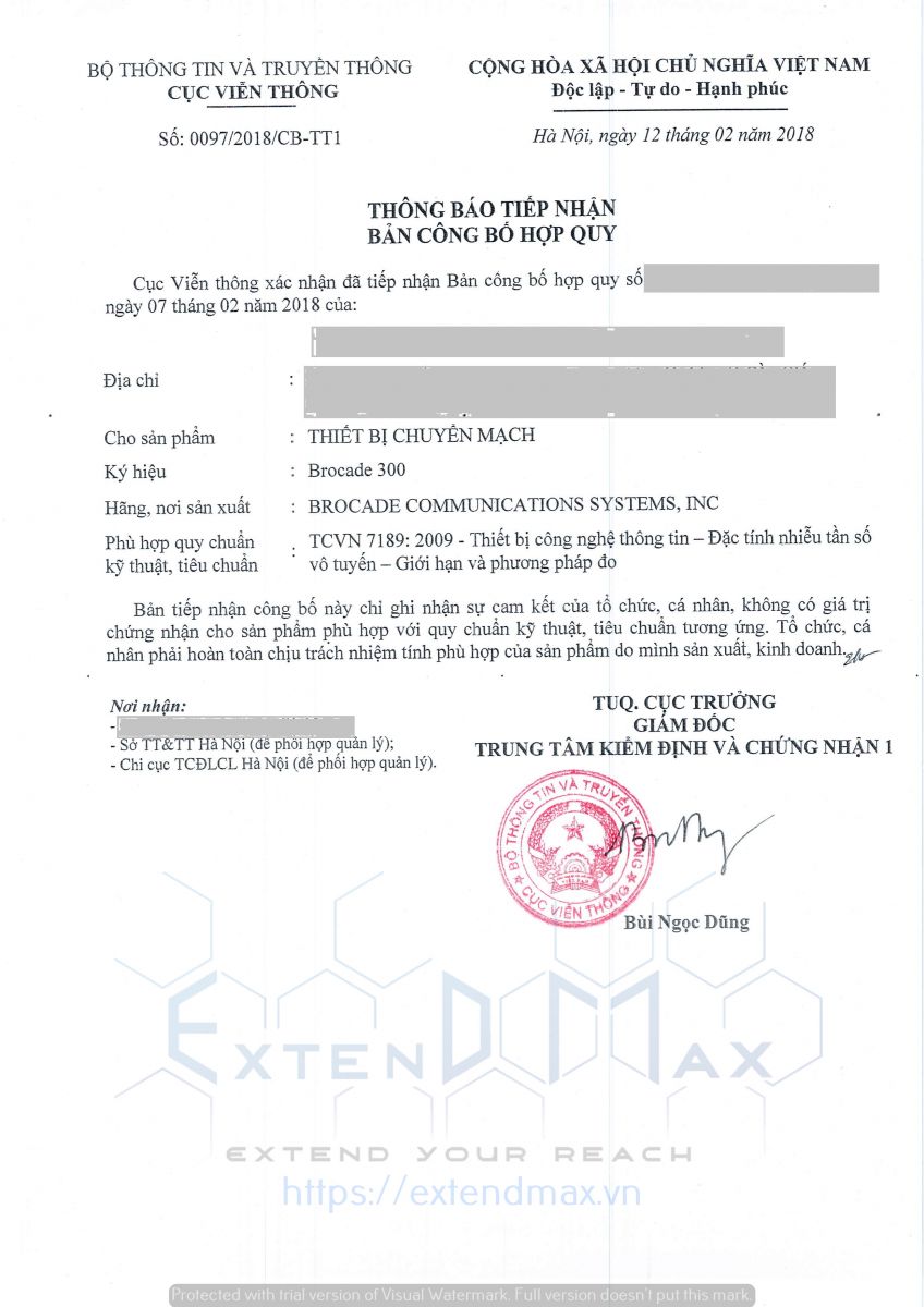 Công Bố Hợp Quy Thiết Bị Chuyển Mạch Switch | Extendmax
