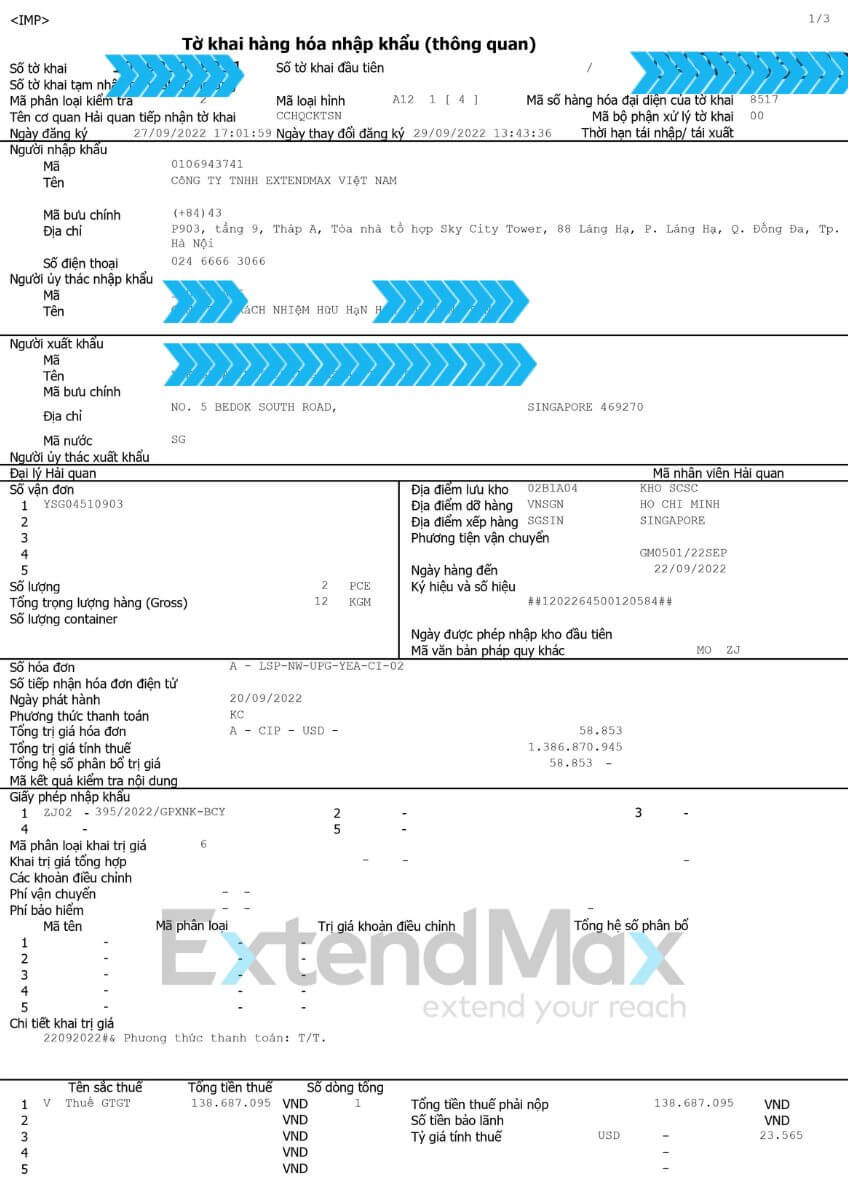 Tờ khai hải quan xuất khẩu ủy thác nhập khẩu ủy thác