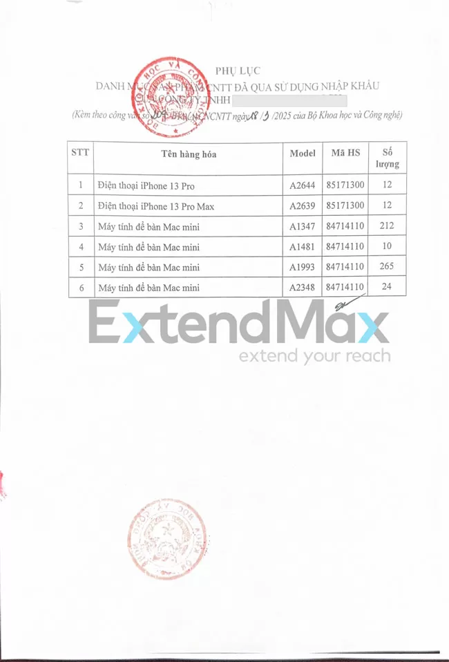 ExtendMax hỗ trợ đăng ký giấy phép nhập khẩu phương tiện sản xuất nội bộ
