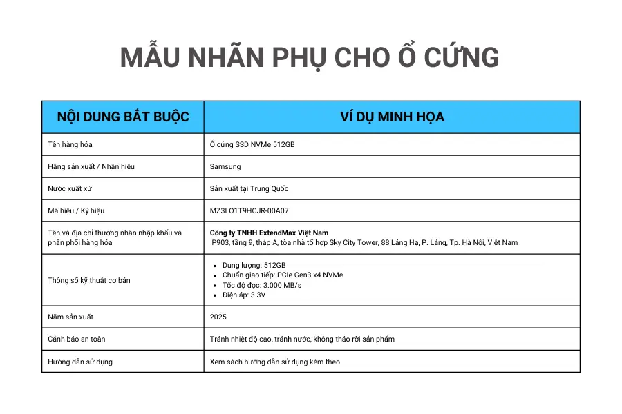 Mẫu nhãn phụ bằng tiếng Việt cho ổ cứng