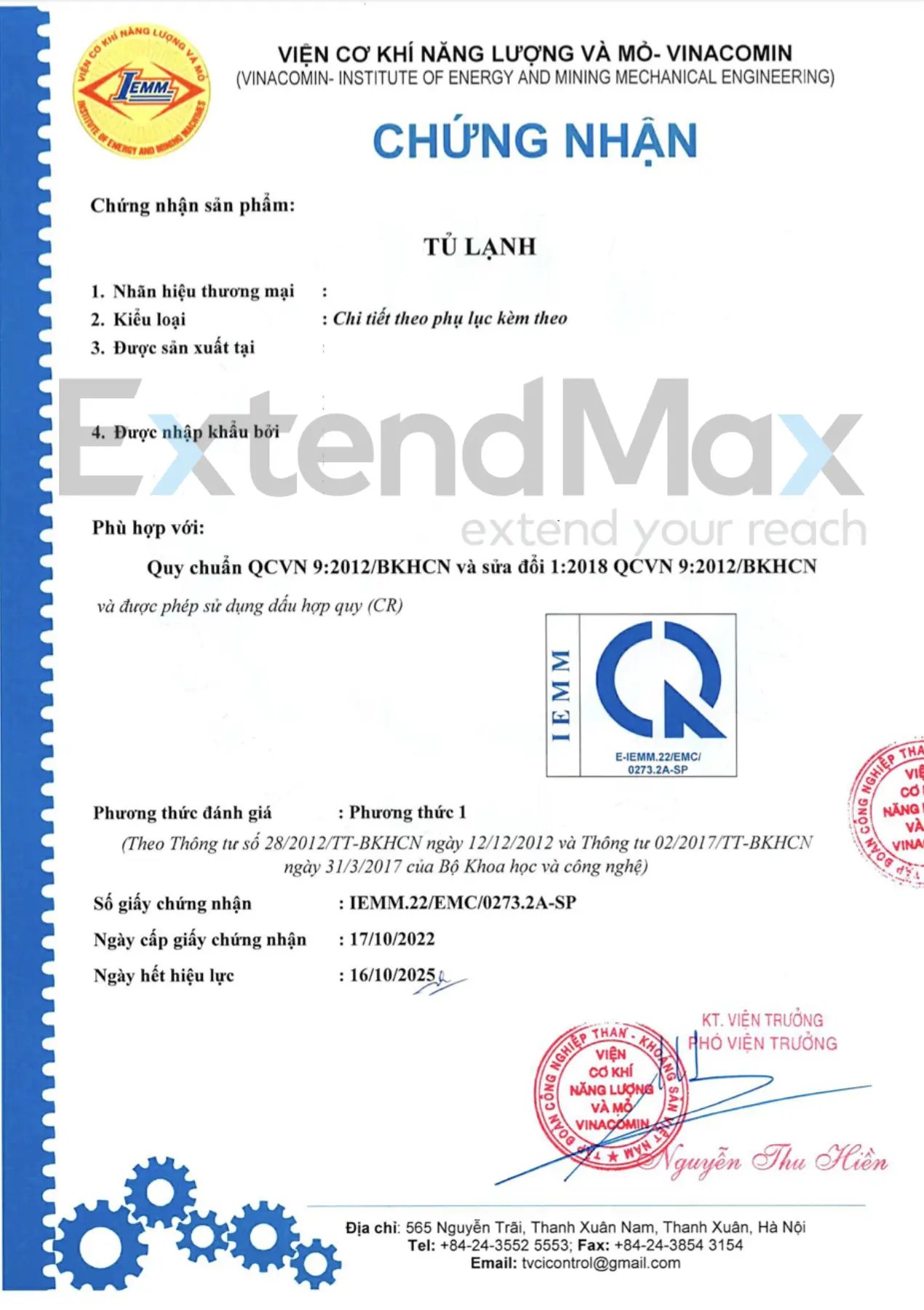 Chứng nhận hợp quy tủ lạnh